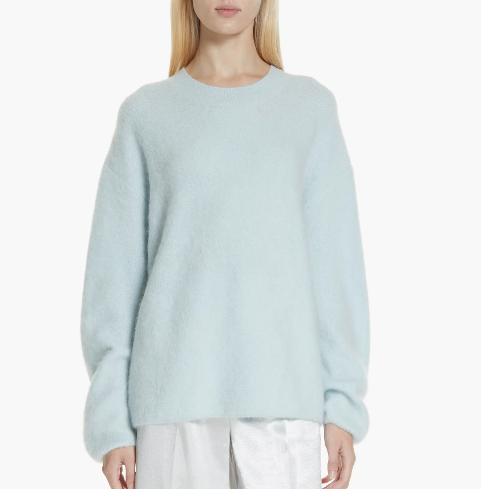 Vince Oversize Fuzzy Sweater Alpaca Mohair Blend In Light Blue Sz L $345